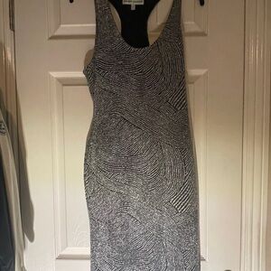 Karen Millen Black and White Swirl Midi Dress
